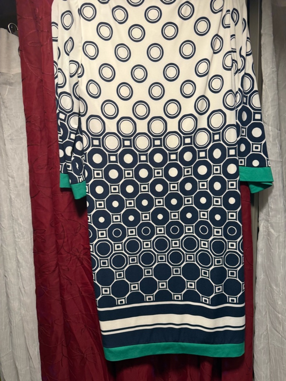 Jessica Howard Navy, White & Green Geometric Midi Dress - Picture 7 of 7